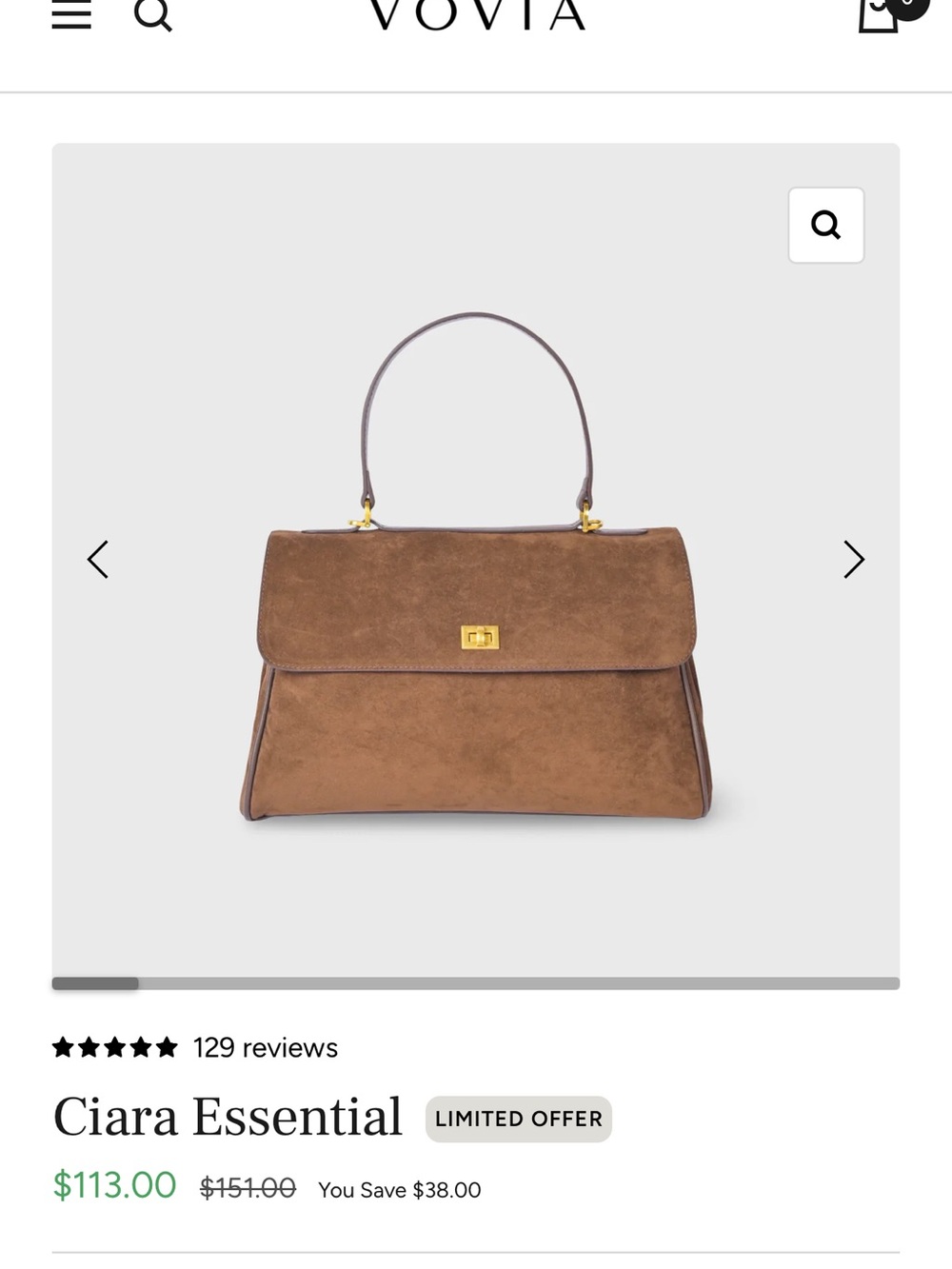 Ovi Brown Suede Top-Handle Satchel with Gold Hardware